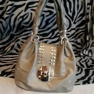 Gray vegan leather purse